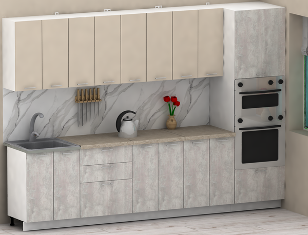 Изображение товара Кухонный гарнитур Eligard Lion 3.0 без столешницы (персидский жемчуг/ледяное дерево)