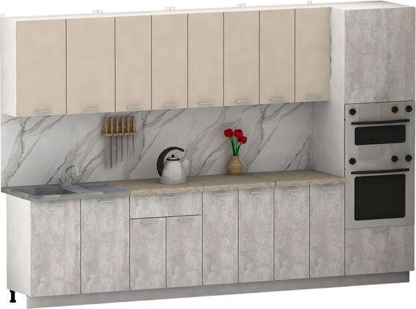 Изображение товара Кухонный гарнитур Eligard Lion 3.2 без столешницы (персидский жемчуг/ледяное дерево)