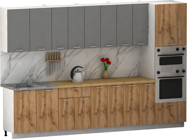 Изображение товара Кухонный гарнитур Eligard Lion 3.2 без столешницы (дымчатый алмаз/дуб натуральный)