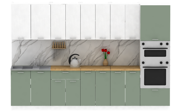 Изображение товара Кухонный гарнитур Eligard Lion 3.2 без столешницы (белый/самшит)