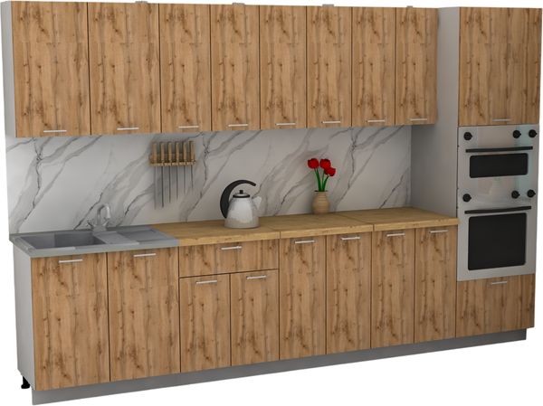 Изображение товара Кухонный гарнитур Eligard Lion 3.2 без столешницы (дуб натуральный)