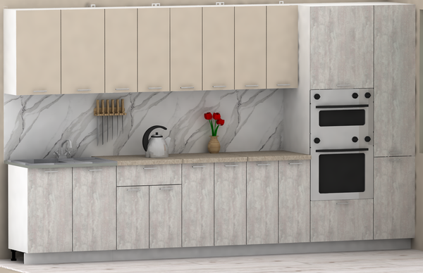 Изображение товара Кухонный гарнитур Eligard Lion 3.6 без столешницы (персидский жемчуг/ледяное дерево)