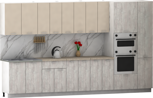 Изображение товара Кухонный гарнитур Eligard Lion 3.6 без столешницы (персидский жемчуг/ледяное дерево)