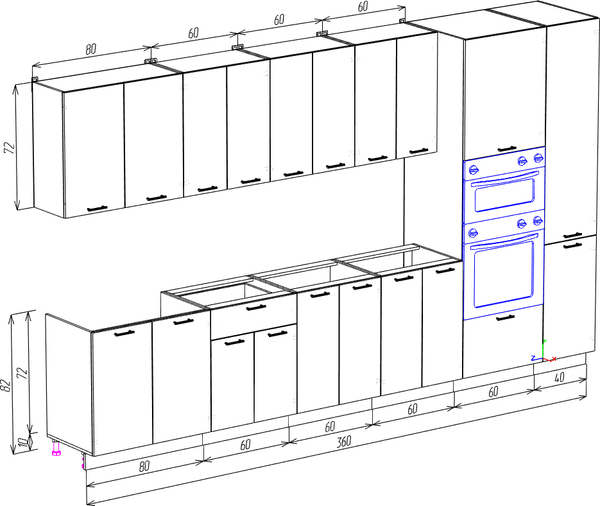 Изображение товара Кухонный гарнитур Eligard Lion 3.6 без столешницы (белый/самшит)