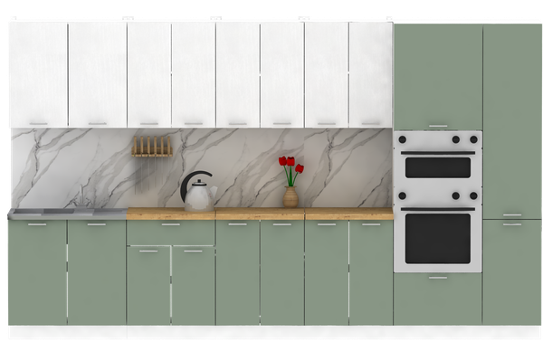 Изображение товара Кухонный гарнитур Eligard Lion 3.6 без столешницы (белый/самшит)