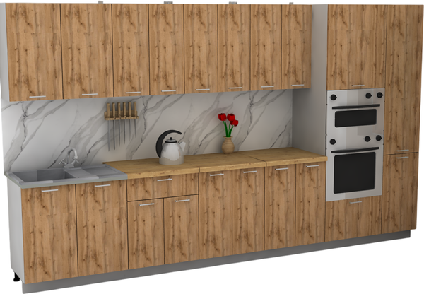 Изображение товара Кухонный гарнитур Eligard Lion 3.6 без столешницы (дуб натуральный)