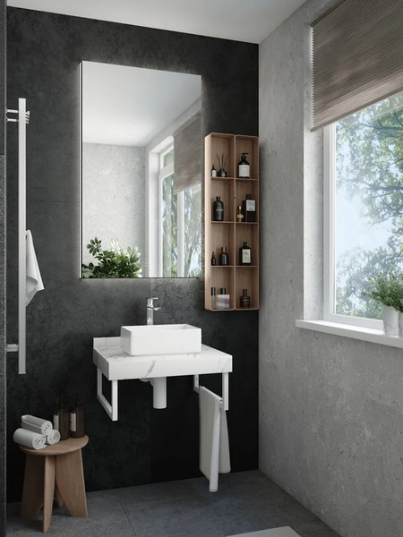 Изображение товара Столешница под раковину Teymi Helmi 60 / T150106 (белый мрамор)