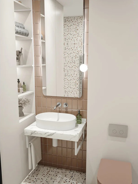Изображение товара Столешница под раковину Teymi Helmi 70 / T150107 (белый мрамор)