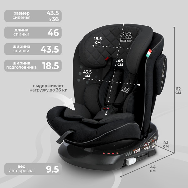 Изображение товара Автокресло Sweet Baby Crosstour 360 SPS Isofix 0-36 (черный)
