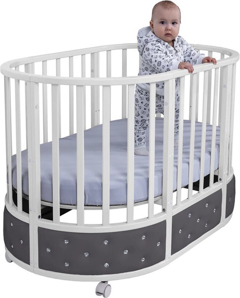 Изображение товара Детская кровать-трансформер Sweet Baby Brillantezza 7в1 на колесах (белый/серый)