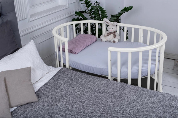 Изображение товара Детская кровать-трансформер Sweet Baby Brillantezza 7в1 на колесах (белый/серый)