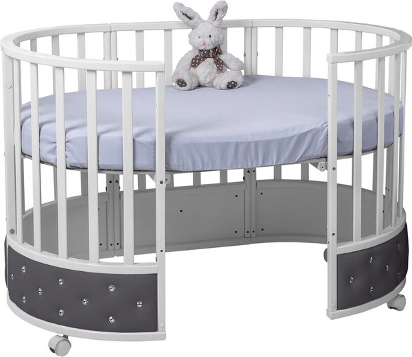 Изображение товара Детская кровать-трансформер Sweet Baby Brillantezza 7в1 на колесах (белый/серый)