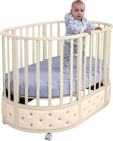 Изображение товара Детская кровать-трансформер Sweet Baby Brillantezza 7в1 на колесах (слоновая кость)