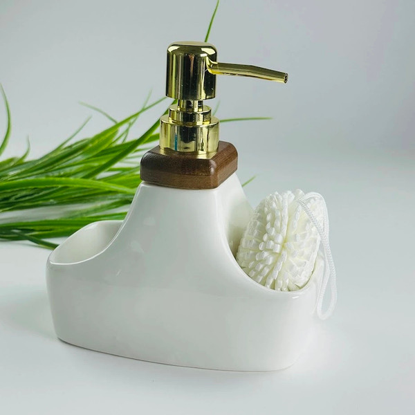 Изображение товара Дозатор моющего средства с подставкой для губки Lenardi Tropical 235-032