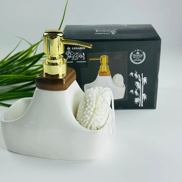 Изображение товара Дозатор моющего средства с подставкой для губки Lenardi Tropical 235-032