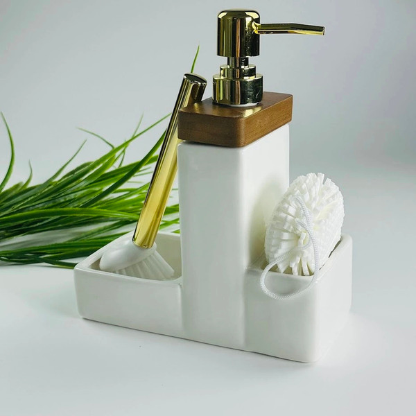 Изображение товара Дозатор моющего средства с подставкой для губки Lenardi Tropical 235-035