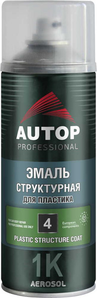 Изображение товара Эмаль автомобильная AUTOP №4 Структурная для пластика ATP-A07583 (520мл, черный)