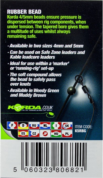 Изображение товара Набор бусин рыболовных Korda Rubber Bead Green 5мм / K5RBG