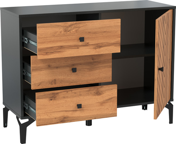 Изображение товара Комод Олмеко Лофт 59.02 (черный/дуб вотан)