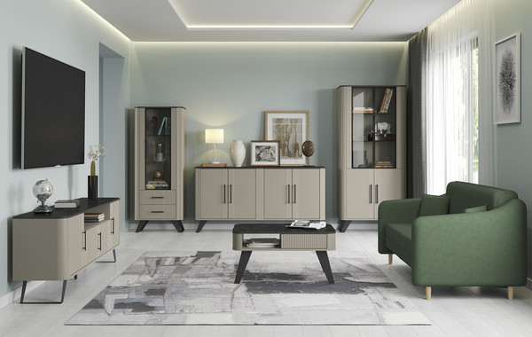 Изображение товара Тумба Олмеко Фиделия 76.03 (серый камень/мрамор черный/серый камень)