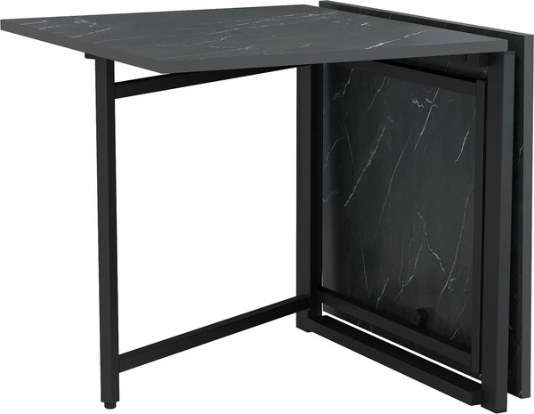 Изображение товара Стол-трансформер Олмеко Кальяри раскладной 42.43 (мрамор черный/черный)