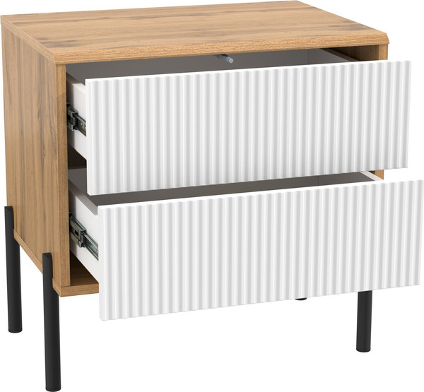 Изображение товара Прикроватная тумба Олмеко Кензо 72.09 (дуб вотан/белый глянец снег)