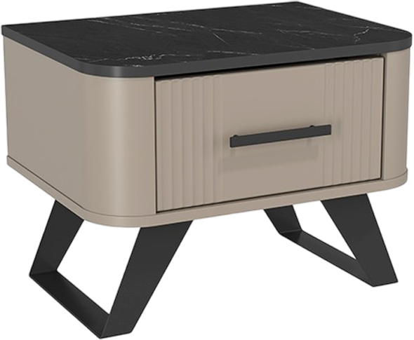 Изображение товара Прикроватная тумба Олмеко Фиделия 76.07 (серый камень/мрамор черный)