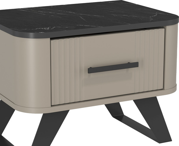 Изображение товара Прикроватная тумба Олмеко Фиделия 76.07 (серый камень/мрамор черный)