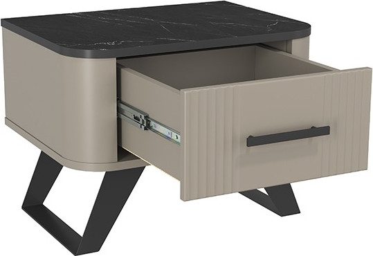 Изображение товара Прикроватная тумба Олмеко Фиделия 76.07 (серый камень/мрамор черный)