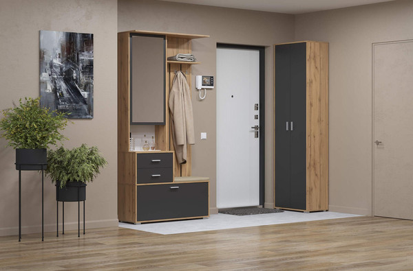 Изображение товара Шкаф Олмеко Антре 65.07 (дуб вотан/диамант серый/белый)