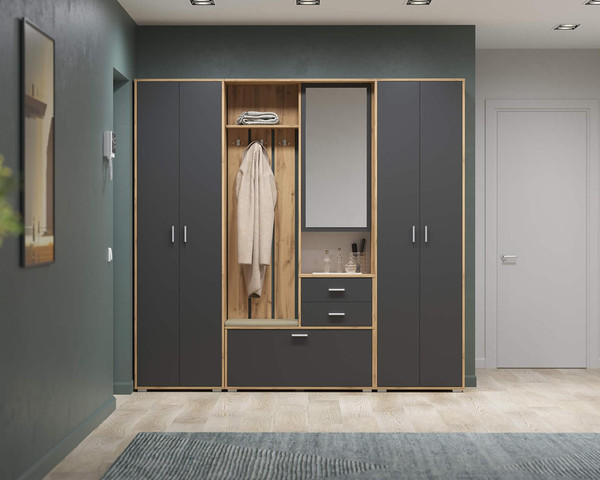 Изображение товара Шкаф Олмеко Антре 65.07 (дуб вотан/диамант серый/белый)