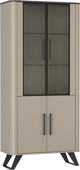 Изображение товара Шкаф с витриной Олмеко Фиделия 76.01 (серый камень/мрамор черный)