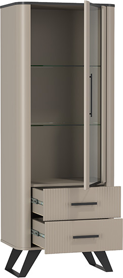 Изображение товара Шкаф с витриной Олмеко Фиделия 76.02 (серый камень/мрамор черный)