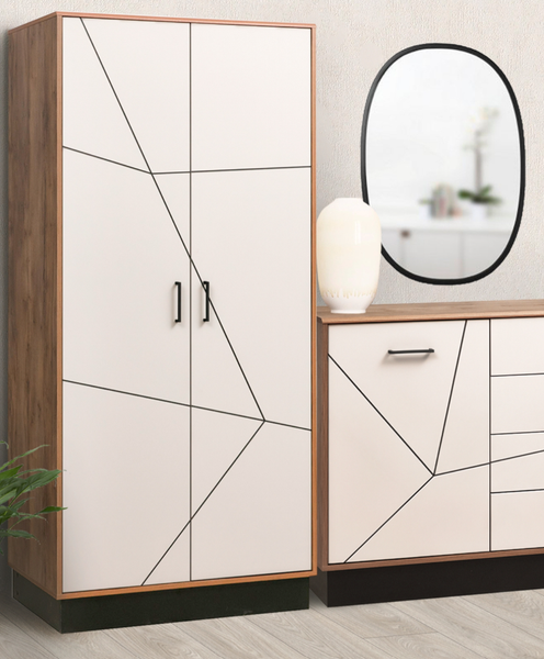 Изображение товара Шкаф Олмеко Гамма 54.03 2-х дверный (таксония/черный/ПВХ белый)