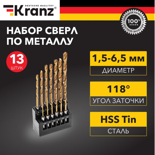 Изображение товара Набор сверл Kranz 1.5-6.5мм / KR-91-0622