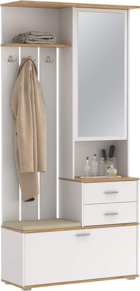 Изображение товара Секция в прихожую Олмеко Антре 65.08 с зеркалом (белый/дуб вотан)