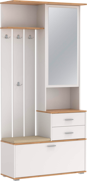 Изображение товара Секция в прихожую Олмеко Антре 65.08 с зеркалом (белый/дуб вотан)