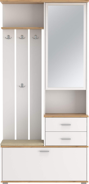 Изображение товара Секция в прихожую Олмеко Антре 65.08 с зеркалом (белый/дуб вотан)
