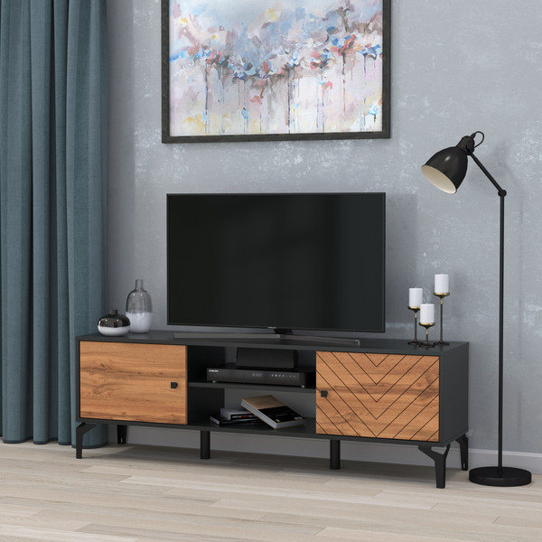 Изображение товара Тумба Олмеко Лофт 59.01 ТВ (черный/дуб вотан)