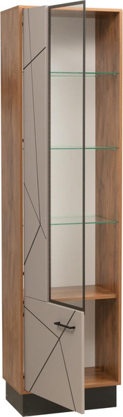 Изображение товара Шкаф-пенал Олмеко Гамма 54.01 левый (таксония/черный/ПВХ грей/стекло)