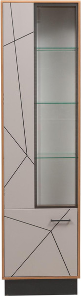 Изображение товара Шкаф-пенал Олмеко Гамма 54.01 левый (таксония/черный/ПВХ грей/стекло)