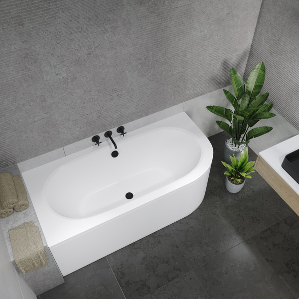 Изображение товара Ванна акриловая Lauter Bliss 150 L / 21201051L (с каркасом/серый подголовн./белый лицевой экран)