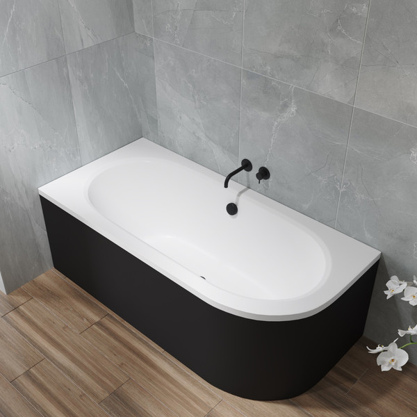 Изображение товара Ванна акриловая Lauter Bliss 150 L / 21201051L (с ножками/черный подголовн./черный лицевой экран)