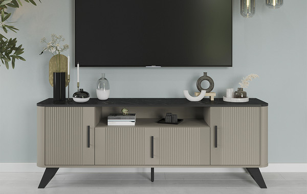 Изображение товара Тумба Олмеко Фиделия 76.05 ТВ (серый камень/мрамор черный)