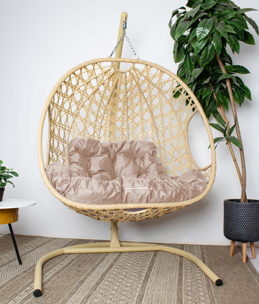 Изображение товара Кресло подвесное M-Group Для двоих Люкс / 11510501 (бежевый ротанг/бежевая подушка)