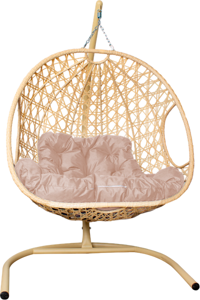 Изображение товара Кресло подвесное M-Group Для двоих Люкс / 11510501 (бежевый ротанг/бежевая подушка)