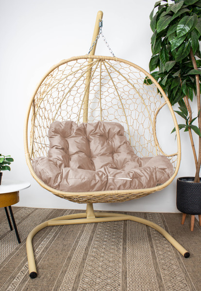 Изображение товара Кресло подвесное M-Group Для двоих / 11450501 (бежевый ротанг/бежевая подушка)