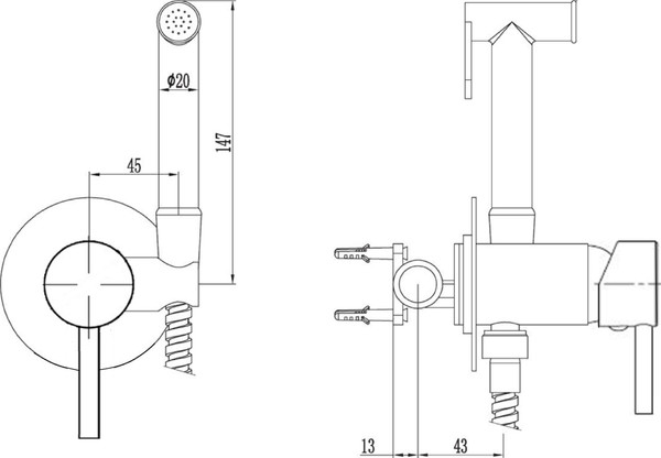 Изображение товара Гигиенический душ со смесителем Esko SMH01 (черный)