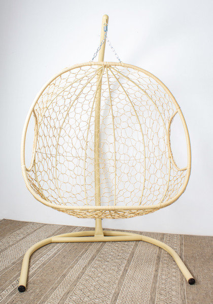 Изображение товара Кресло подвесное M-Group Для двоих / 11450508 (бежевый ротанг/розовая подушка)