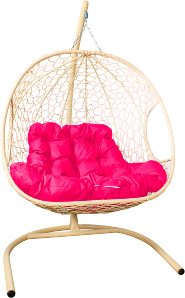 Изображение товара Кресло подвесное M-Group Для двоих / 11450508 (бежевый ротанг/розовая подушка)